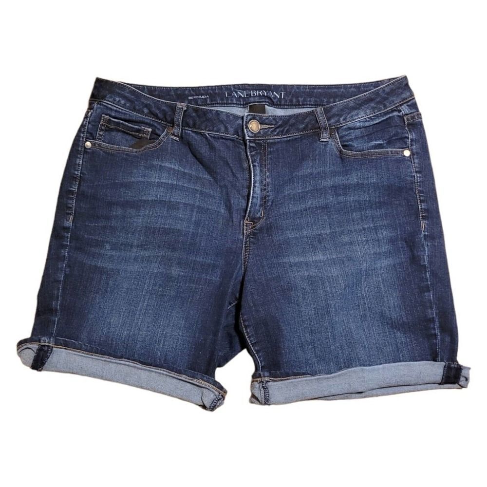 Lane Bryant Bermuda Jean Shorts Womens Plus Size 18 High Rise Dark Wash Denim